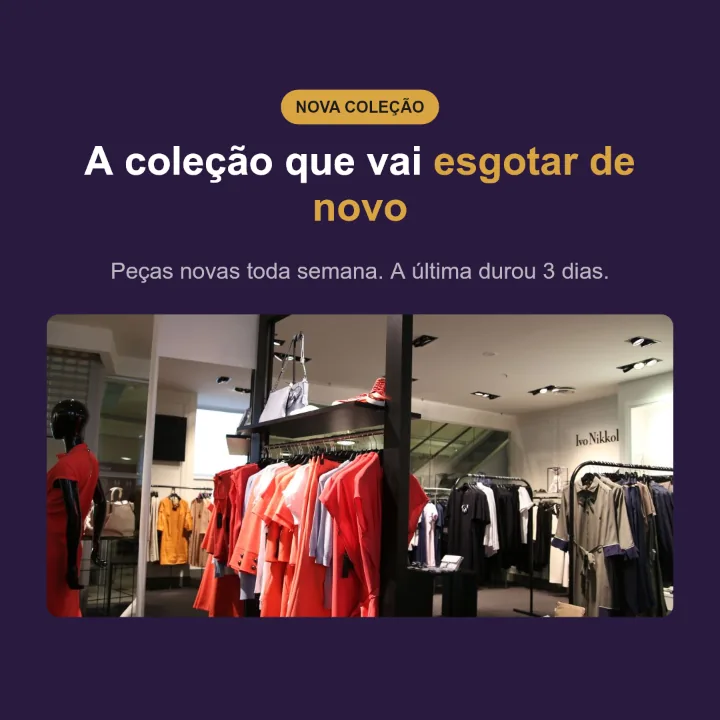 Exemplo de criativo para loja de roupas, sem botão